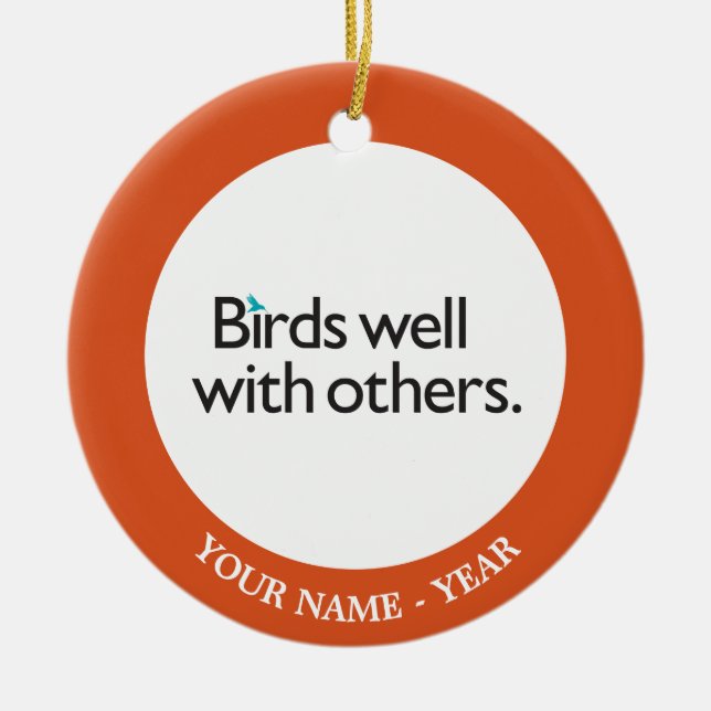 Birds Well with Others Ceramic Tree Decoration (Front)