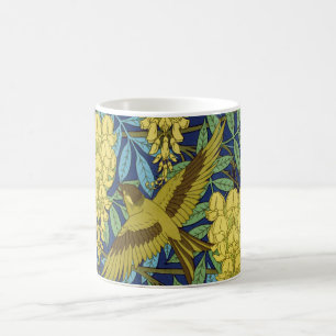 Birds & Wisteria Floral Art Nouveau Decorative Art Coffee Mug