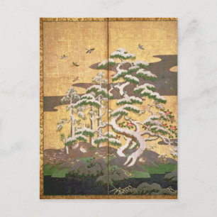 Birds with Autumn and Winter flowers Postcard