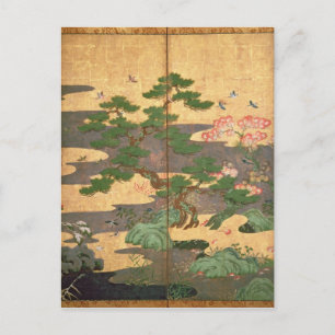 Birds with Autumn and Winter flowers Postcard