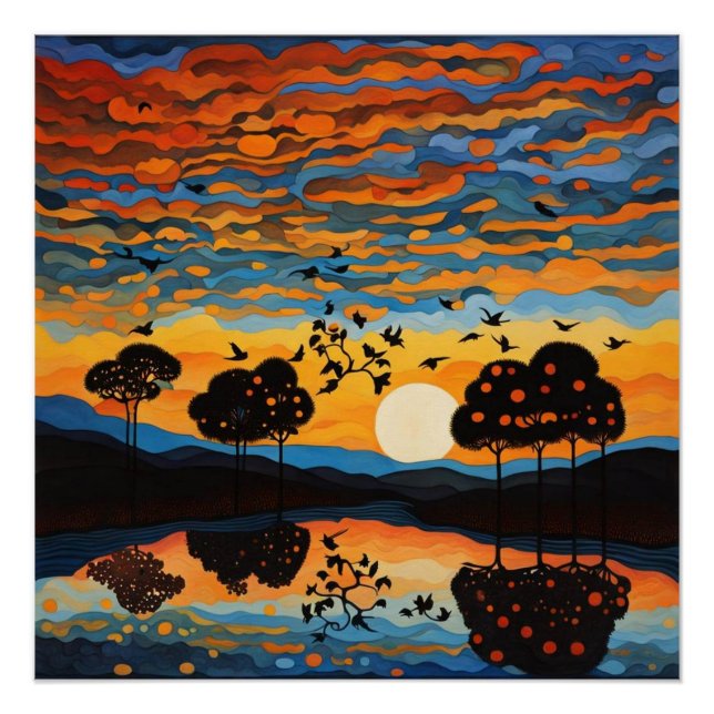 Birds with branch poster (Front)