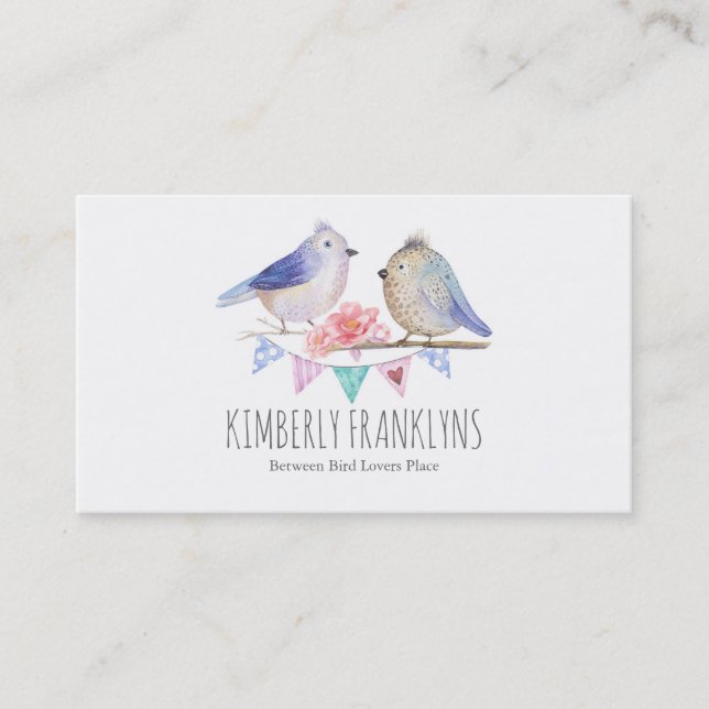 Birds Woodland Wonderland Watercolor Business Card (Front)