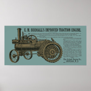 Birdsall's Steam Traction Engine 1889 Farm Tractor Poster