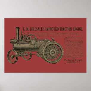 Birdsall's Steam Tractor Traction Engine Vintage Poster