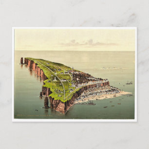Birdseye view, Helgoland, Germany rare Photochrom Postcard