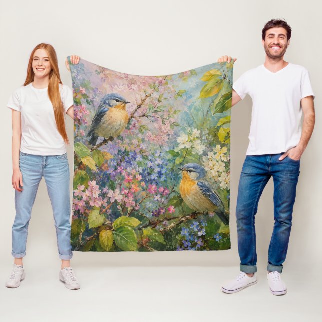 Birdsong Among Blossoms Fleece Blanket (In Situ)