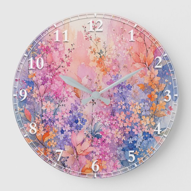 Birdsong Among Blossoms Large Clock (Front)