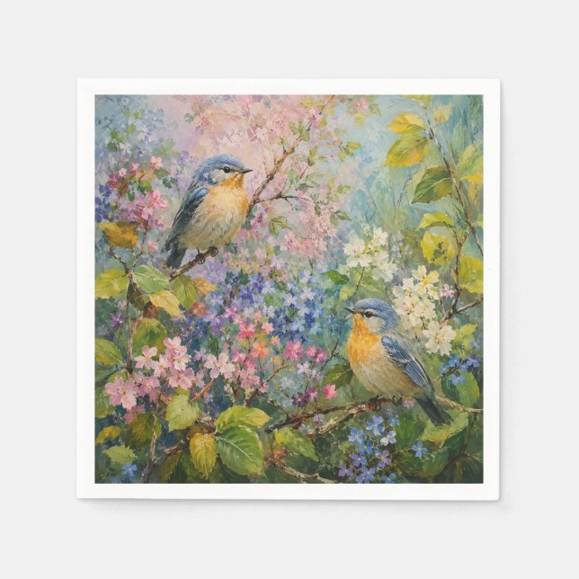 Birdsong Among Blossoms Napkin (Front)