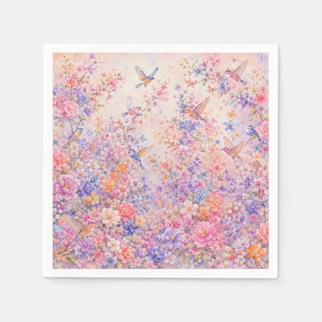 Birdsong Among Blossoms Napkin (Front)