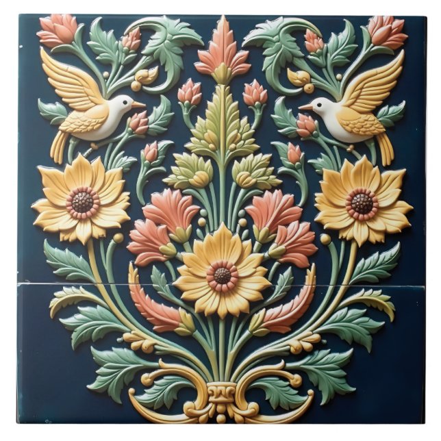 Birdsong Gossip at the Ornamental Blooms Tile (Front)