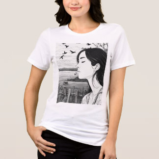 "Birdwatcher in Thought: Close-Eyed Serenity" Tri-Blend Shirt