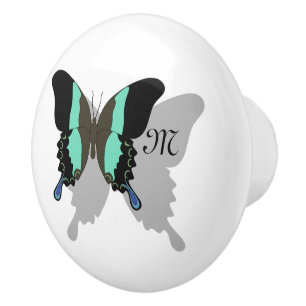 Birdwing Butterfly Shadow Monogram Ceramic Knob