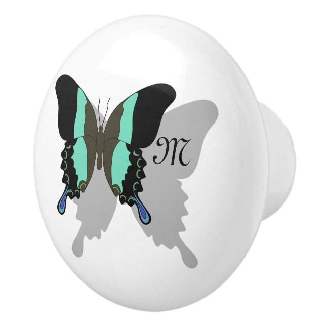 Birdwing Butterfly Shadow Monogram Ceramic Knob (Right)