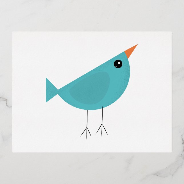 Birdy Foil Holiday Postcard (Front)