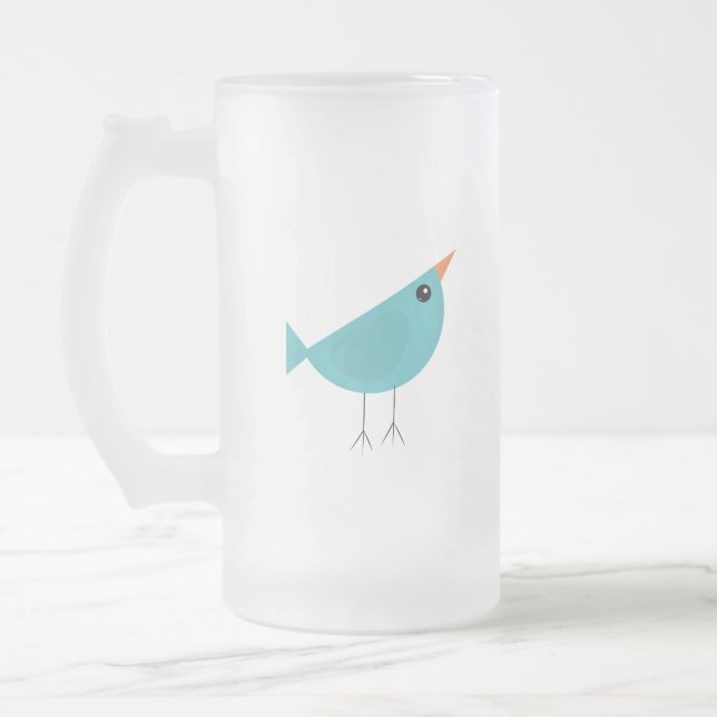 Birdy   frosted glass beer mug (Left)