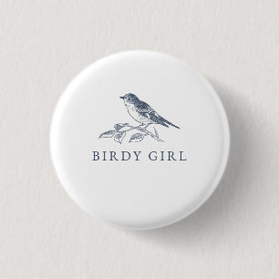 Birdy Girl Bird Watcher Button