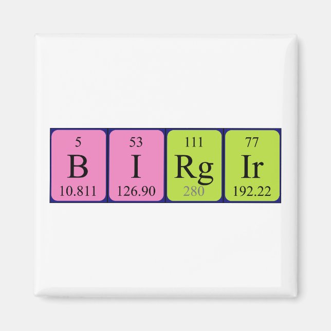 Birgir periodic table name magnet (Front)