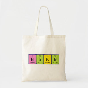 Birkir periodic table name tote bag