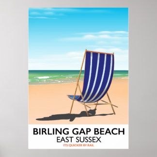 Birling Gap Bea, East Sussex vintage travel poster