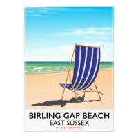 Birling Gap Bea, East Sussex vintage travel poster