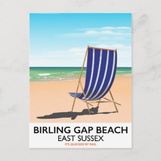 Birling Gap Bea, East Sussex vintage travel poster Postcard