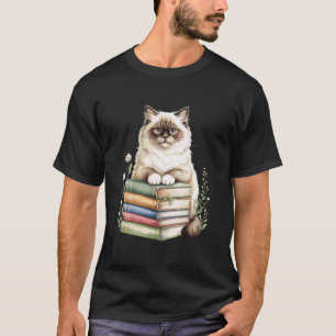 Birman Bookworm Flowers Book Reading Books Birmans T-Shirt