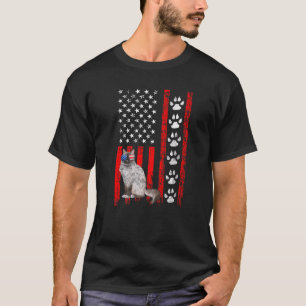 Birman Cat 4th Of July Patriotic American Flag Paw T-Shirt