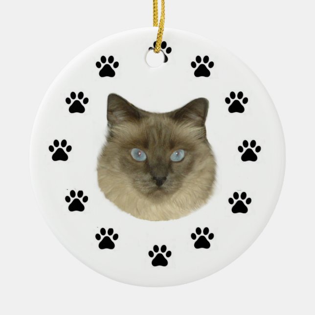Birman Cat Ceramic Tree Decoration (Front)