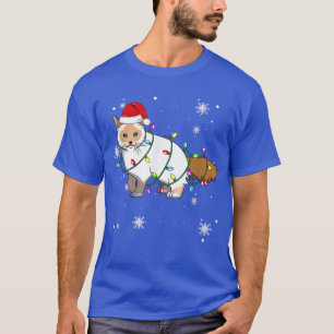 Birman Cat Christmas Lights Christmas Cat Santa ha T-Shirt