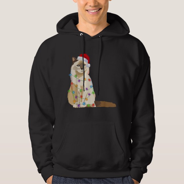 Birman Cat Christmas Lights Xmas Cat Lover Santa H Hoodie (Front)