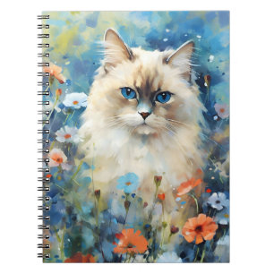 Birman Cat colourful watercolor artwork Notebook