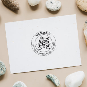 Birman Cat Family Return Address Rubber Stamp