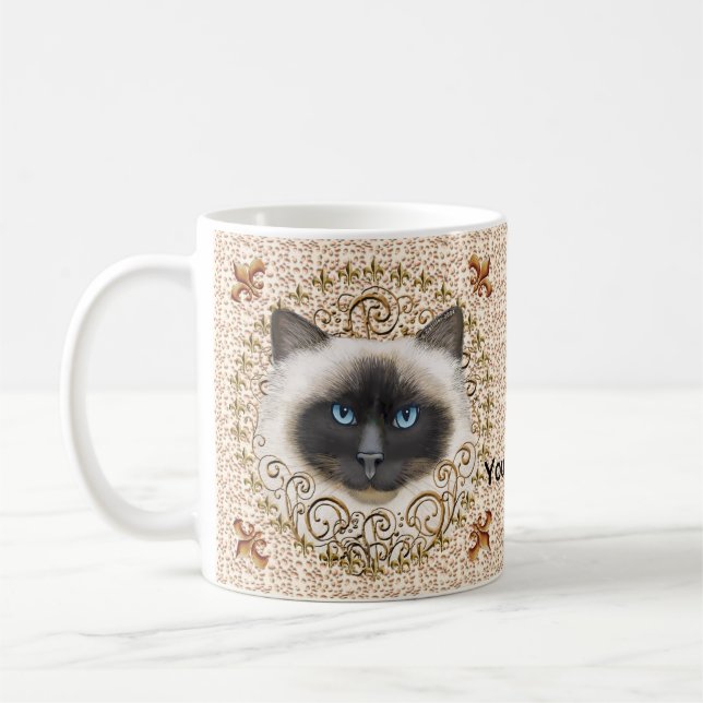 Birman Cat Fleur De Lis  mug (Left)
