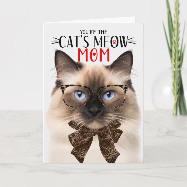 Birman Cat for Pet Mum on Mother's Day Holiday Card (Front)