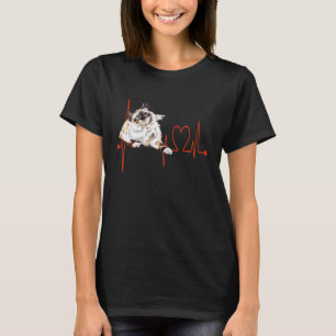 Birman Cat Heartbeat EKG Funny I Love My Cat T-Shirt