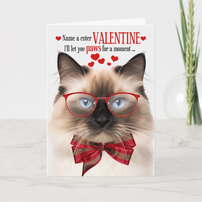 Birman Cat Lover Feline Humour Valentine's Day Holiday Card (Front)