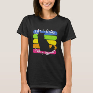 Birman Cat Mum Retro Sunset Vintage Aesthetic Desi T-Shirt