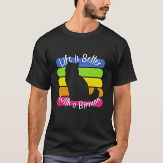 Birman Cat Mum Retro Sunset Vintage Aesthetic Desi T-Shirt