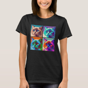 Birman Cat Pop Illustration Colorful Animal Women  T-Shirt
