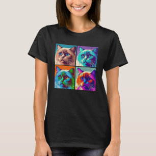 Birman Cat Pop Illustration Colourful Animal Women T-Shirt