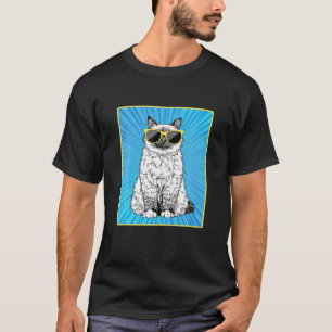 Birman Cat Portrait Pop Art Cat With Sunglasses T-Shirt