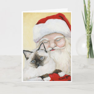 "Birman Cat & Santa" Art Christmas Card