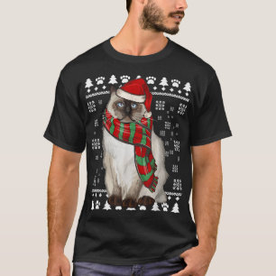 Birman Cat Santa Hat Xmas Ugly Christmas T-Shirt