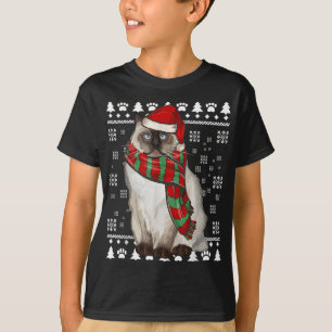 Birman Cat Santa Hat Xmas Ugly Christmas T-Shirt