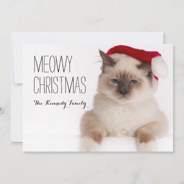 Birman Cat Santa Holiday Card (Front)