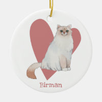 Birman Cat Watercolor Kitty Pink Heart