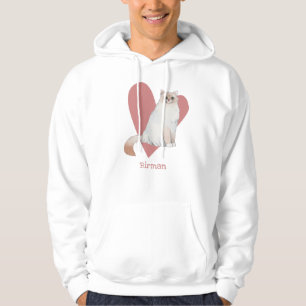 Birman Cat Watercolor Kitty Pink Heart Hoodie