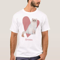 Birman Cat Watercolor Kitty Pink Heart
