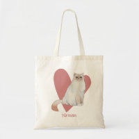Birman Cat Watercolor Kitty Pink Heart