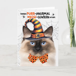 Birman Halloween Cat PURRanormal MEOWolween Holiday Card
